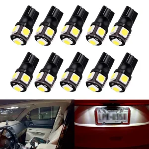 LED Лед Диодни Крушки За Габарит, Т10 W5W, 5 SMD, 12V, Бяла Светлина