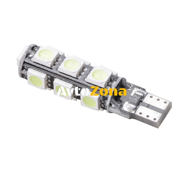 LED Лед Диодни Крушки За Габарит, Т10 W5W, 13 SMD, 12V, Зелена, Canbus - Error free , Без грешки