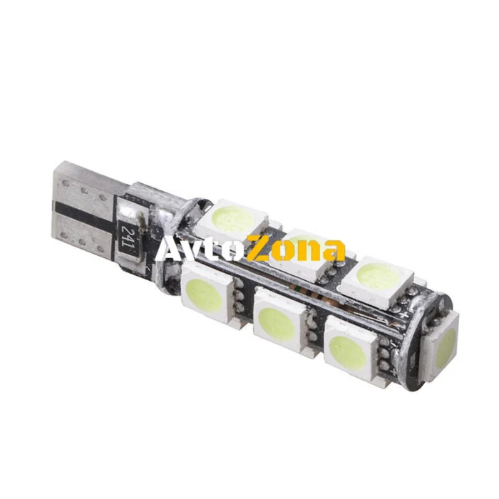 LED Лед Диодни Крушки За Габарит, Т10 W5W, 13 SMD, 12V, Зелена, Canbus - Error free , Без грешки