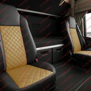 Комплект 1+1 тапицерия от еко кожа за MAN TGX 2015-2020 - бежово-черно