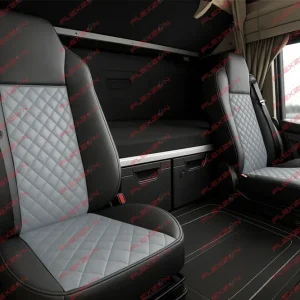 Комплект 1+1 тапицерия от еко кожа за MAN TGX 2015-2020 - сиво-черно