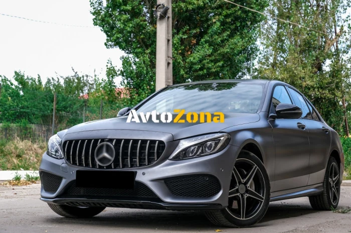 Предна решетка за Mercedes C-Class W205 S205 C205 (2014-2018) с дизайн GT-R Panamericana в черно-хромирано