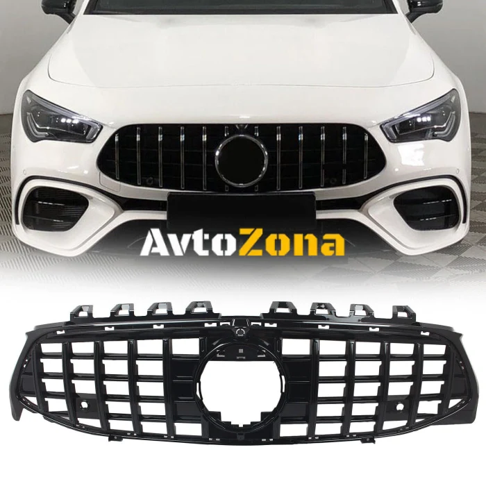 Предна решетка за Mercedes CLA X118 C118 (2019-up) GT-R Panamericana Design, Пиано Черен