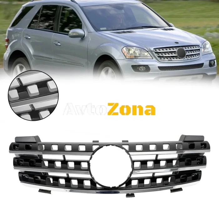 Предна решетка за Mercedes ML M-Class W164 (2005-2008) Черно Хром