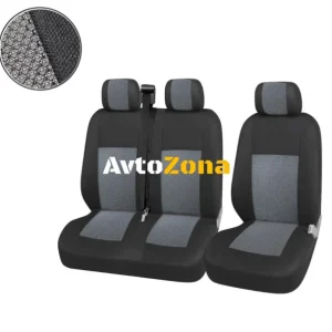 2+1 Лукс Калъфи В Сиво За Седалки за Mercedes Sprinter Vito Vw Crafter T5 Ford Transit Peugeot Iveco Премиум Плат