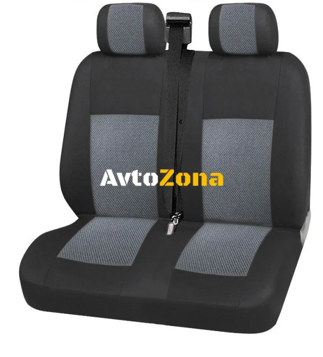 2+1 Лукс Калъфи В Сиво За Седалки за Mercedes Sprinter Vito Vw Crafter T5 Ford Transit Peugeot Iveco Премиум Плат