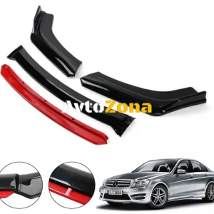 MERCEDES W204 - Спойлер предна броня Червен 4 части