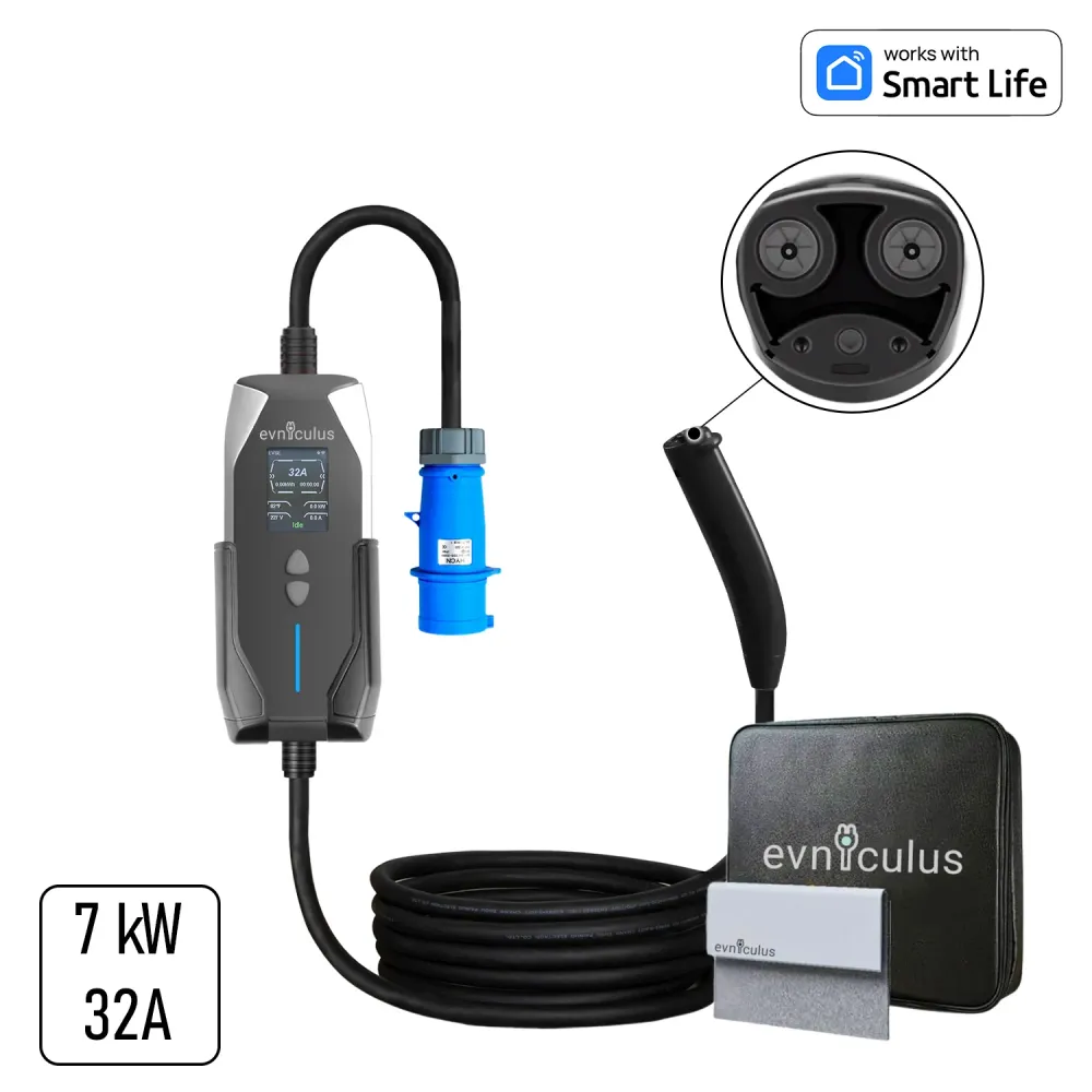 Преносимо зарядно за електрически автомобили NACS (5 м, 7 kW/32A) WiFi + приложение