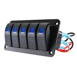 Панел за вграждане с 5 бутона ON-OFF универсални 12-24V за LED светлини бар фарове лебедки лампи за кола камион каравана д...