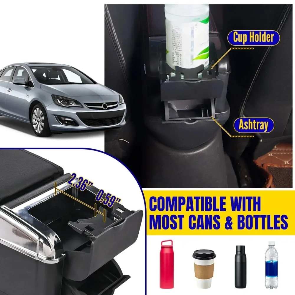 Подлакътник барче за Opel Astra J 2009–2018 MK4 - Еко кожа – Черен