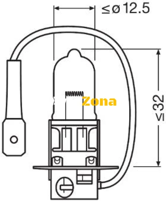 1 Брой Халогенна крушка за фар Osram H3 Standard, 12V, 55W
