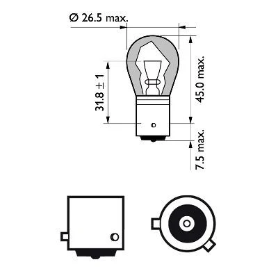 Комплект от 2 броя крушки крушка (PY21W) 12V BAU15S 21W в блистер оранжева светлина Philips