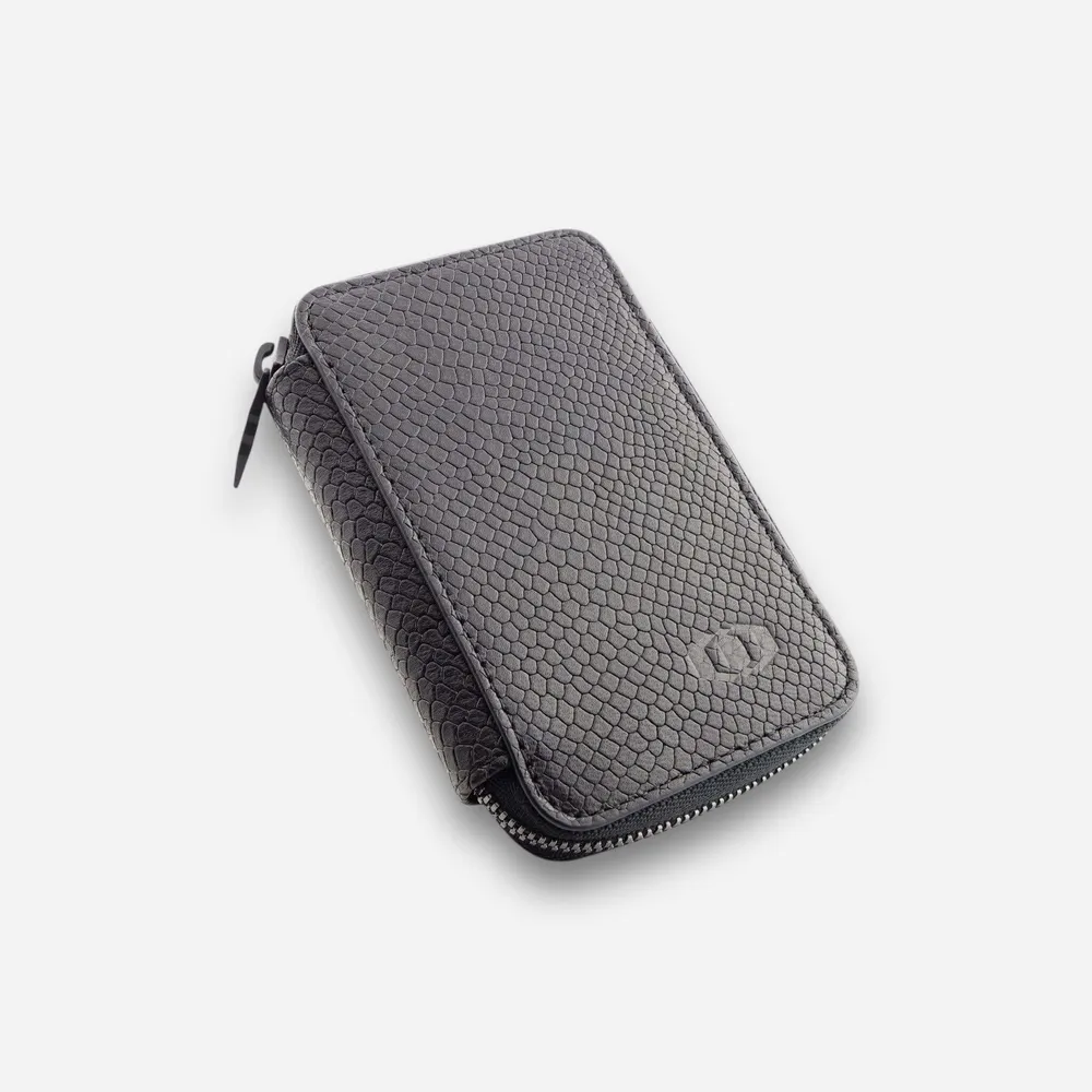 RFID мъжки мини портфейл - естествена кожа - черен - змийско око