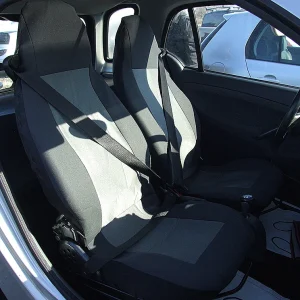 1+1 Калъфи за предни седалки, тапицерия за автомобил Smart Fortwo Смарт Форту, текстил сиво-черно Лукс