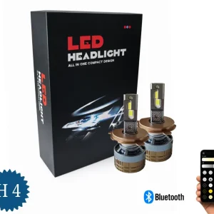 Комплект Smart LED крушки H4 – къси / дълги светлини, Два цвята, CSP Dual Color 3500K – 6500K, Bluetooth приложение, CANBU...