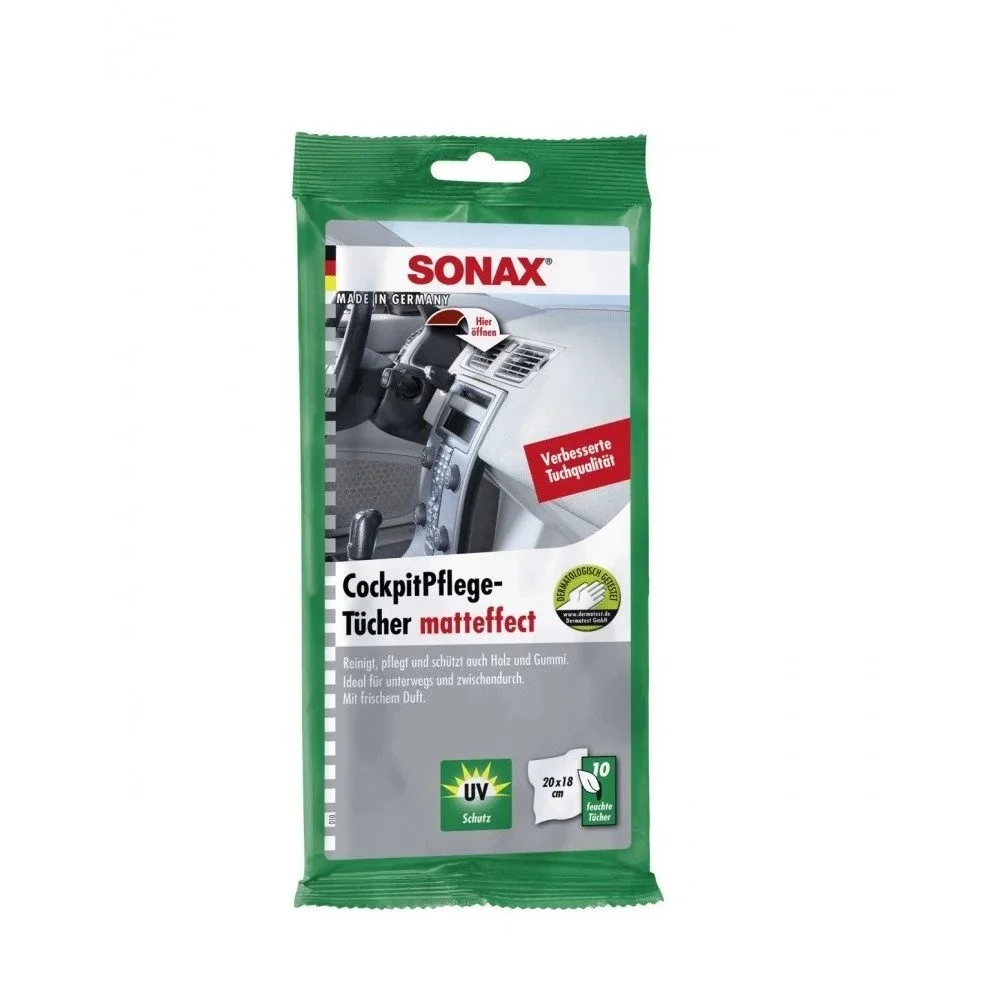 Пластмасови почистващи мокри кърпички Sonax, матов ефект, 10 бр