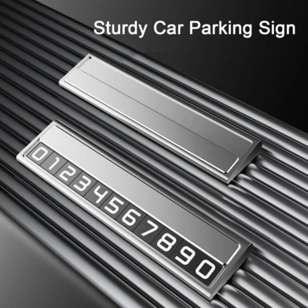 Suport Auto Numar Telefon Parcare, Flippy, Design Metalic cu Capac, Afisaj Ascuns Rabatabil, Cifre Magnetice Fluorescente,...