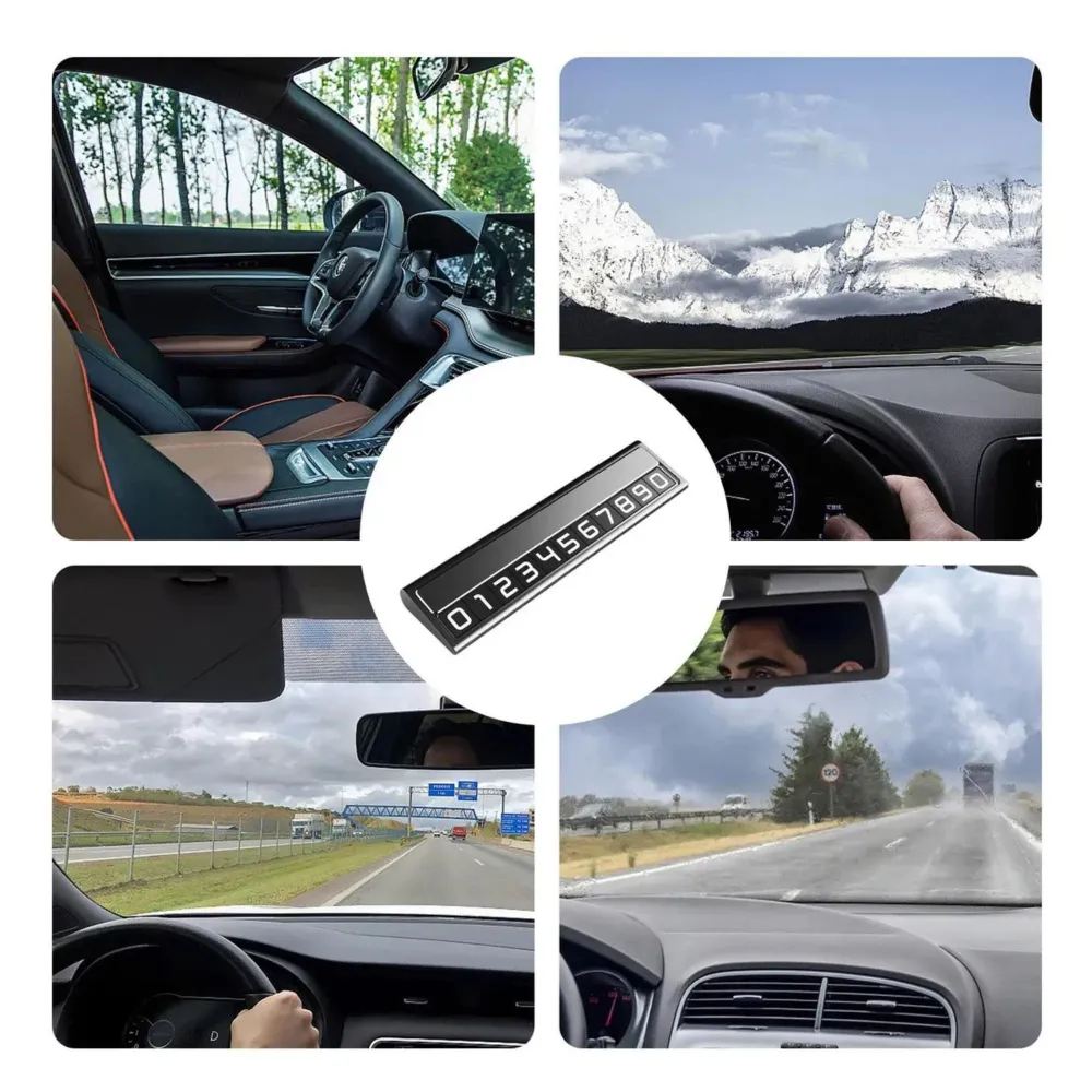 Suport Auto Numar Telefon Parcare, Flippy, Design Metalic cu Capac, Afisaj Ascuns Rabatabil, Cifre Magnetice Fluorescente,...