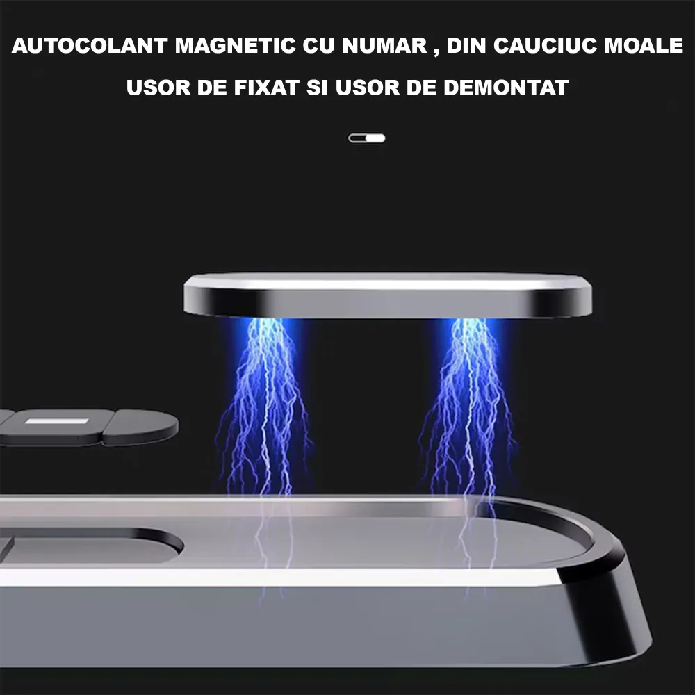 Suport Auto Numar Telefon Parbriz, Flippy, Aliaj de Aluminiu, Lipire cu Banda Dubla Adeziva, 13,8 cm, Argintiu