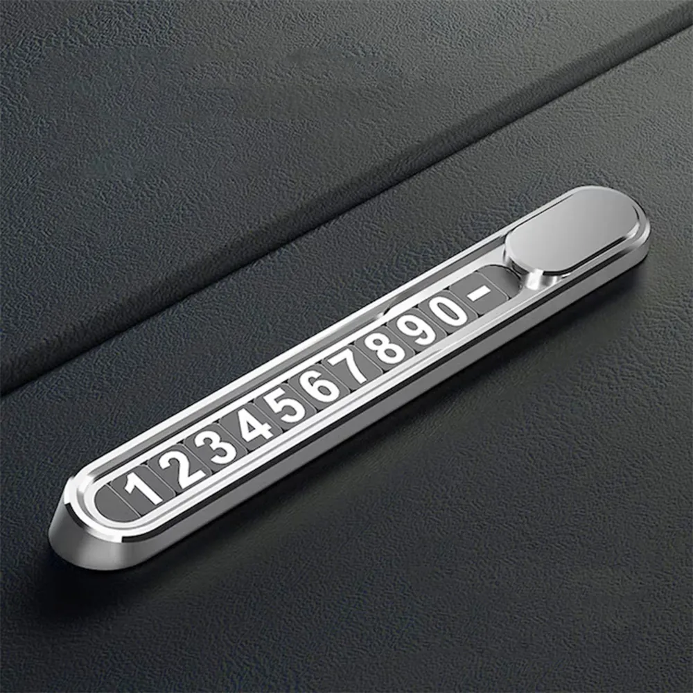 Suport Auto Numar Telefon Parbriz, Flippy, Aliaj de Aluminiu, Lipire cu Banda Dubla Adeziva, 13,8 cm, Argintiu