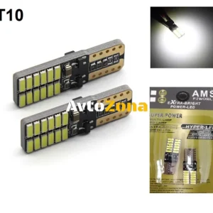 Комплект от 2 броя T10 Led крушки W5W 24SMD 12V-24V бяла светлина в блистер