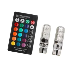 Лед крушки тип T10 с 6 диода RGB - със смяна на цветовете + дистанционно