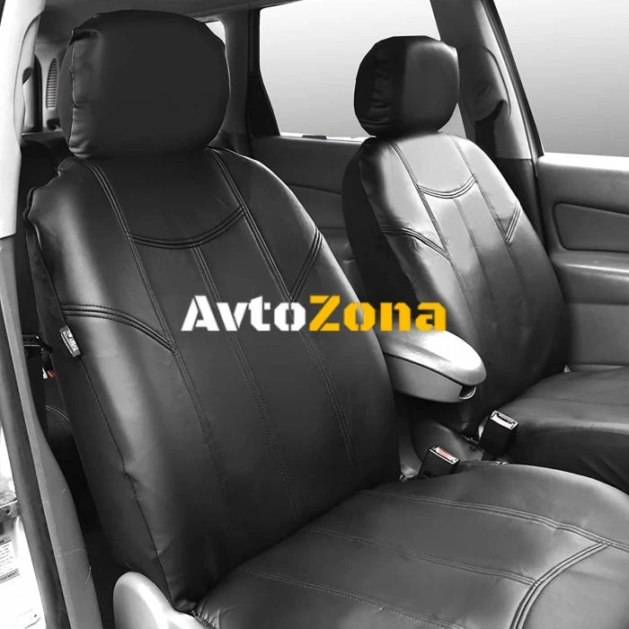 Универсални калъфи за предни и задни седалки на автомобил кола такси taxi , тапицерия пълен компкект от еко кожа в черно