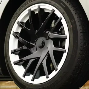 18" Tesla 3 Highland Full Rim Bright Black/White Cover
