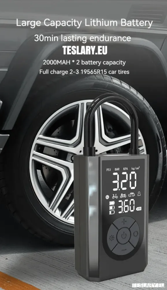 Преносим компресор за гуми с батерия за Tesla Model 3 Y S X - 2000mah
