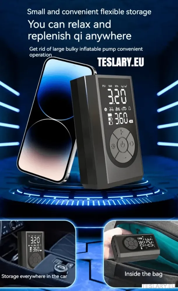 Преносим компресор за гуми с батерия за Tesla Model 3 Y S X - 2000mah