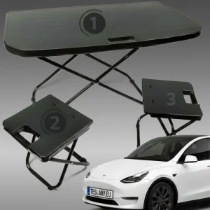 Tesla Model Y Сгъване на къмпинг Маса за пикник пасва на задния багажник преносима сгъваема багажник със столове комплект