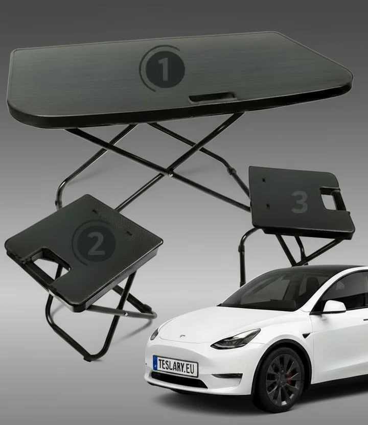Tesla Model Y Сгъване на къмпинг Маса за пикник пасва на задния багажник преносима сгъваема багажник със столове комплект