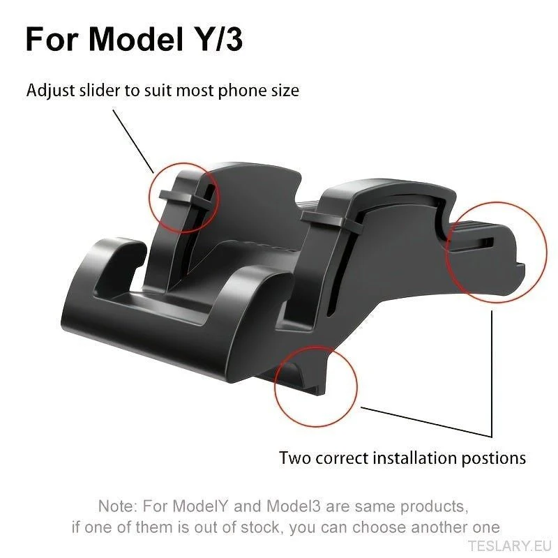 Притежател на телефона за Tesla Model 3/Y - Табло за управление и въздушен вентилационен монтаж, регулируем силикон