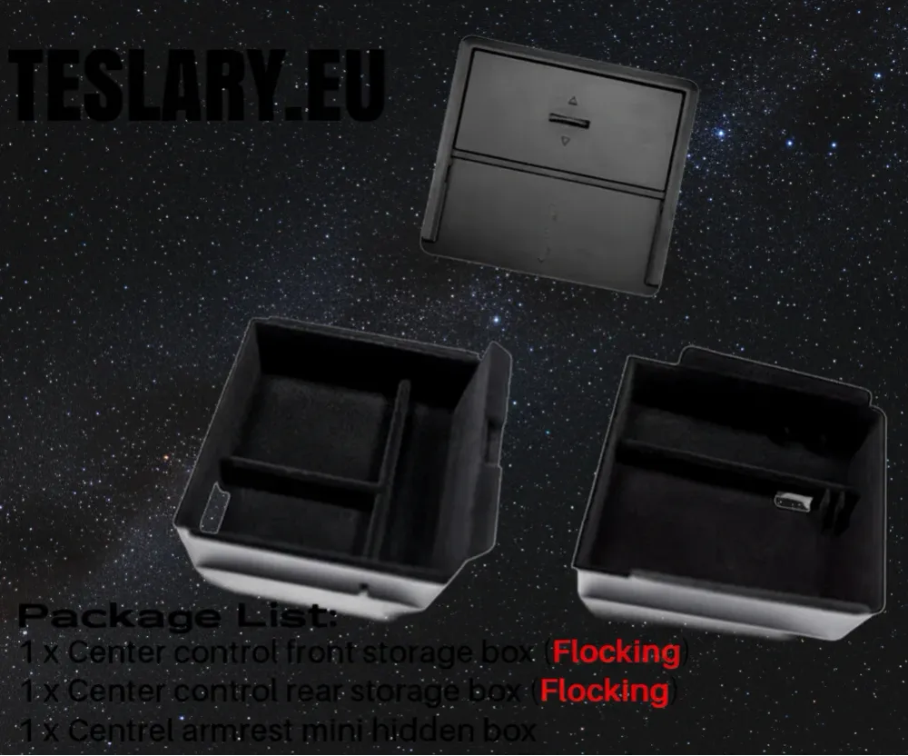 Tesla Model 3+ Highland Accessories 3 Pack Pront & Parw Trays & Скрито съхранение