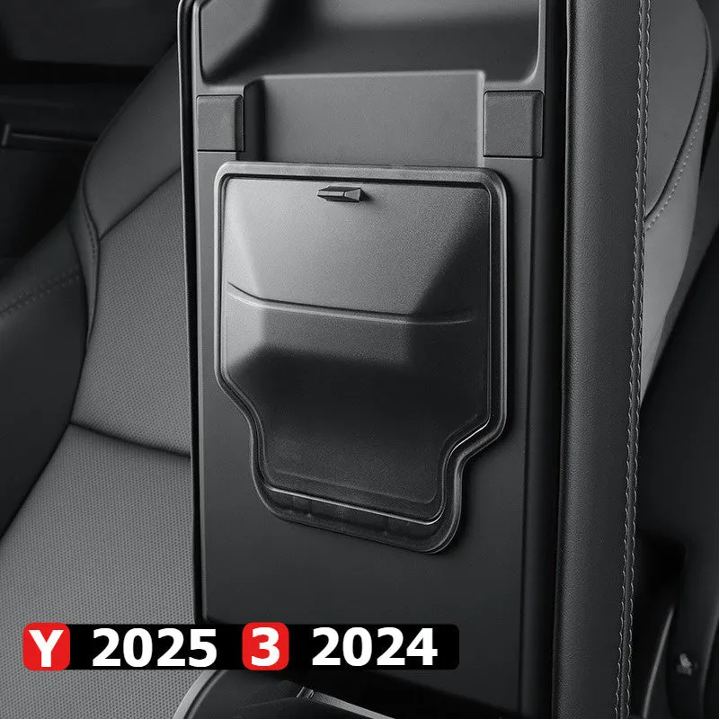 Tesla за Model Y Juniper 2025 & Highland Model 3 Скрит органайзер за съхранение на подлакътник - елегантен черен първоклас...