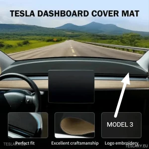 Tesla Model 3/Y велурен капак на таблото с лого на Tesla
