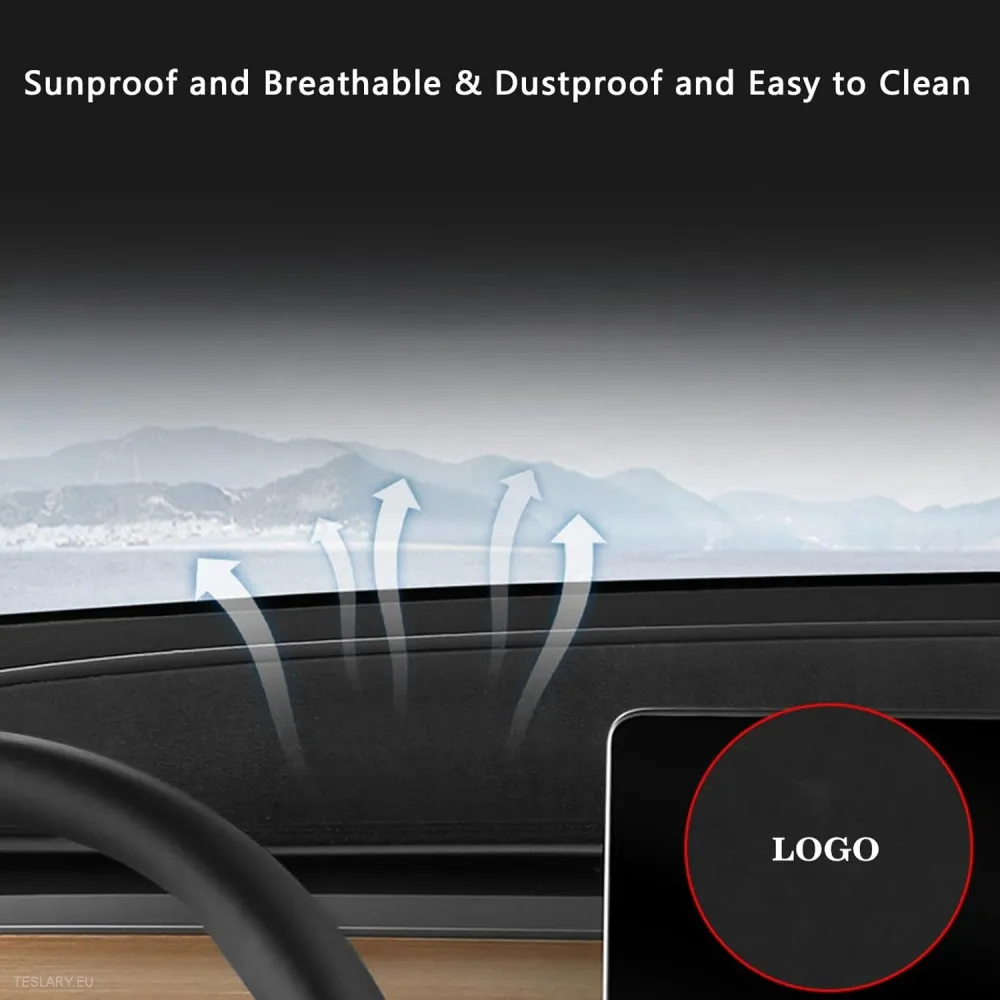 Tesla Model 3/Y велурен капак на таблото с лого на Tesla