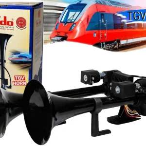 Тромба, клаксон TGV HI-DO, с две мелодии за камион бус ван автомобил, 12V, 135db, Черен