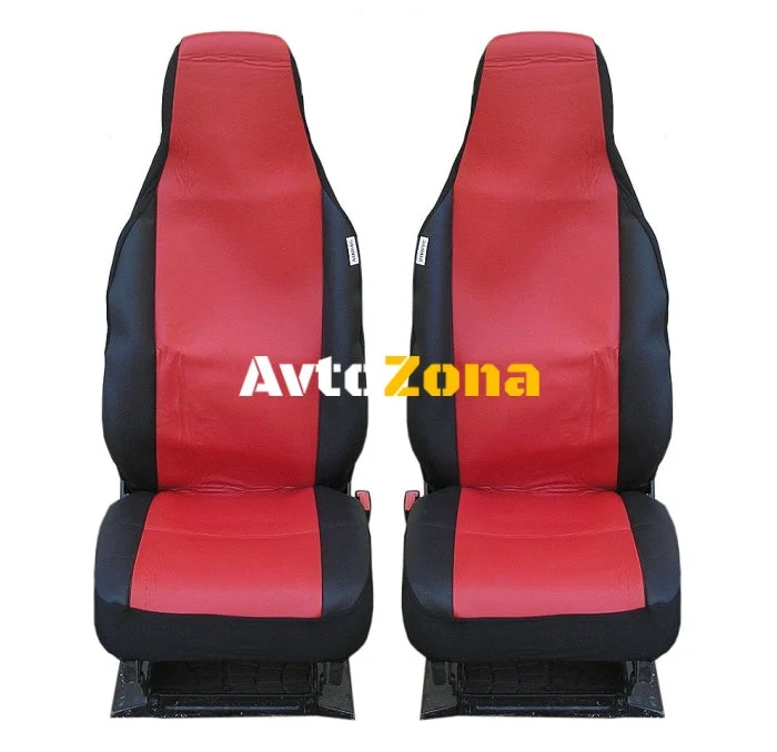Калъфи тапицерия за предни седалки за Toyota Aygo Citroen C1 Peugeot 107 VW Up Seat Mii Skoda Citigo, еко кожа червени
