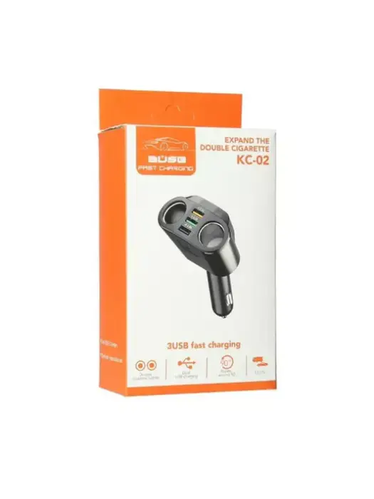 Универсален разклонител за запалка с 2 гнезда и 3 USB порта – 12V/24V