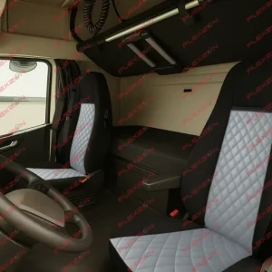 Комплект 1+1 тапицерия от еко кожа за VOLVO FH EURO 6 2016-2020 - сиво-черно