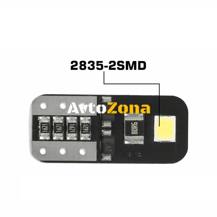 Лед Крушки За Габарит, Т10 W5W LED 2 SMD, 12V, Canbus, Бяла Светлина