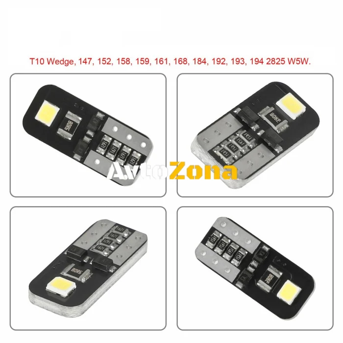 Лед Крушки За Габарит, Т10 W5W LED 2 SMD, 12V, Canbus, Бяла Светлина