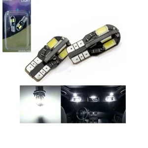 Комплект от 2 броя Лед Крушки За Габарит Т10 W5W LED 8 SMD 5730 Canbus 12V Бяла Светлина Error free Без грешки в Блистер
