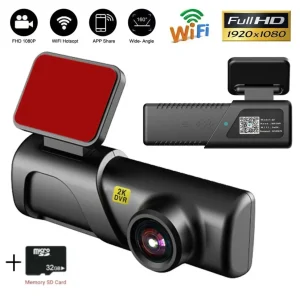 Авторегистратор видеорегистратор за автомобил 2K HD WIFI USB DVR камера G-сензор Видеорекордер Нощно виждане + 32 GB Micro...